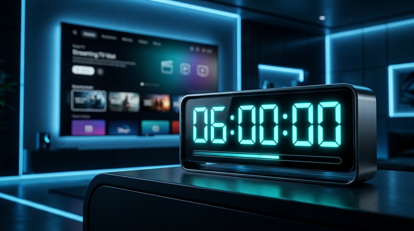 Relógio digital mostrando contagem regressiva de 6 horas representando o teste iptv 6 horas rápido