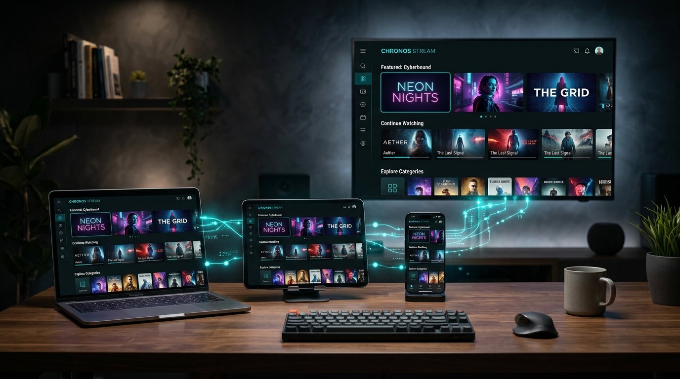 Múltiplos dispositivos conectados exibindo o mesmo streaming durante teste iptv 7 dias